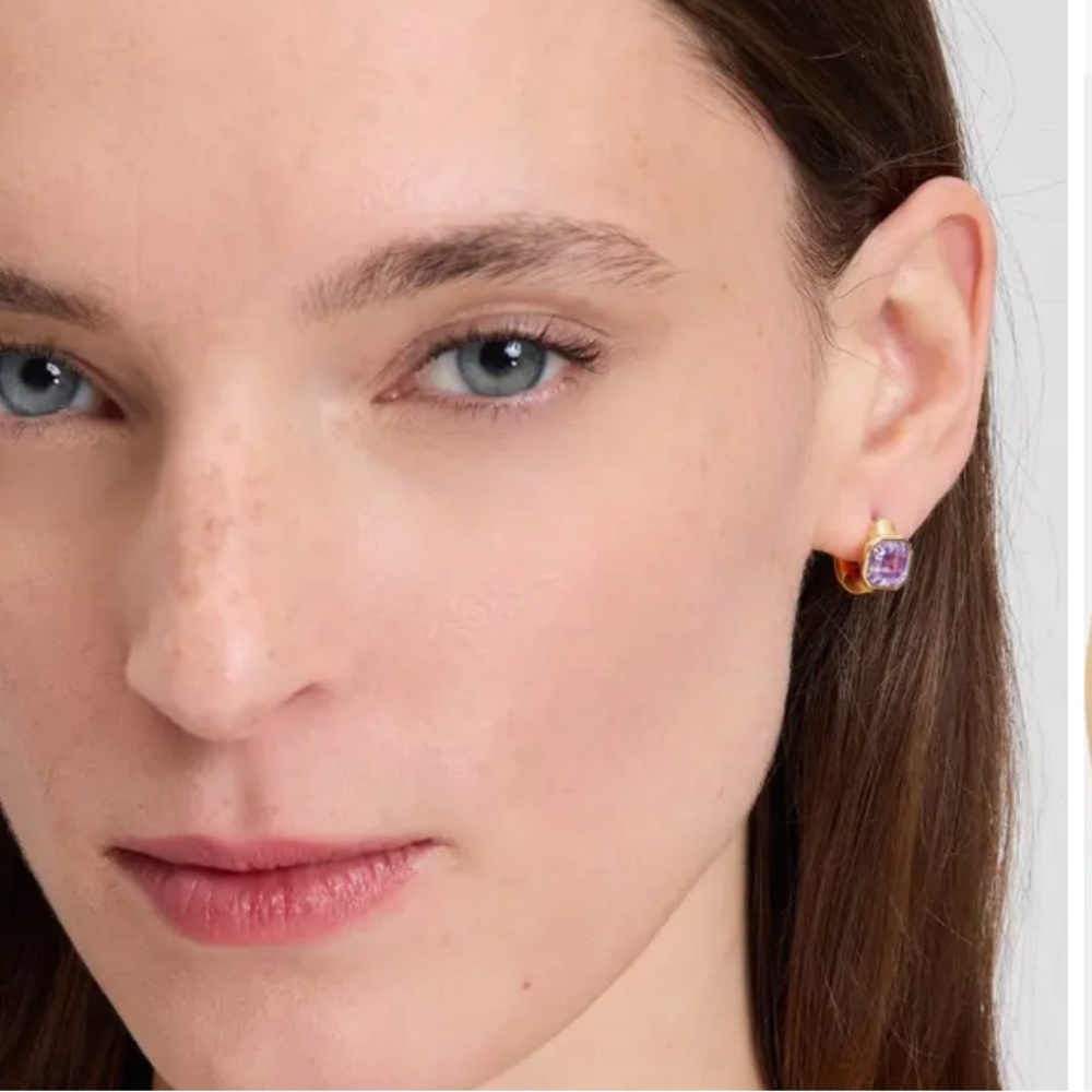 $58 Kate Spade Keep Sparkling Asscher Huggie Earrings purple - Picture 2 of 6